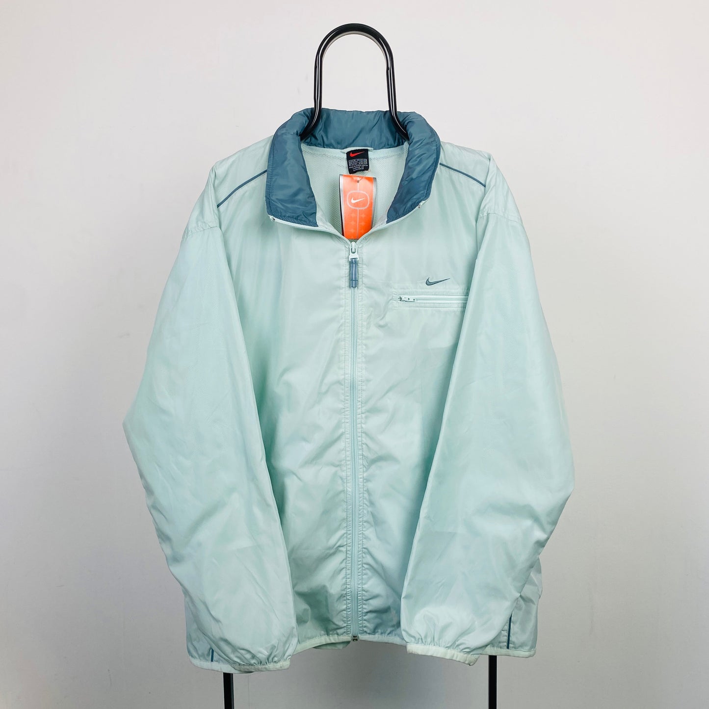 00s Nike Waterproof Windbreaker Jacket Green Blue XL