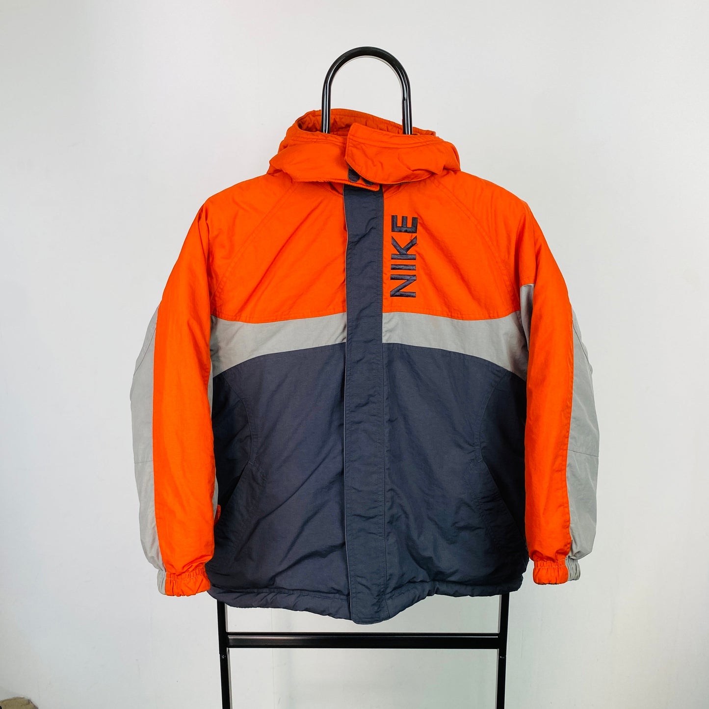 90s Nike Reversible Fleece Puffer Jacket Orange XS