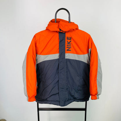 90s Nike Reversible Fleece Puffer Jacket Orange XS