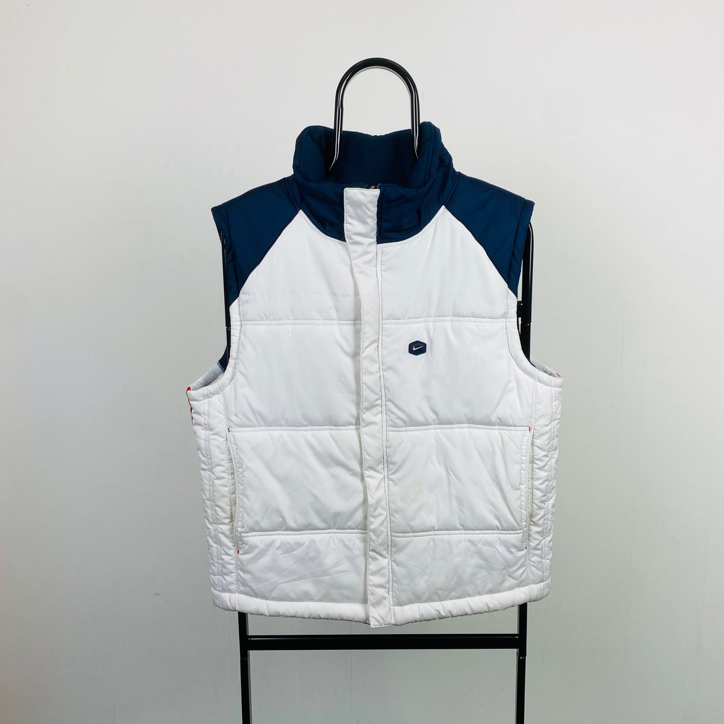 00s Nike Hex Reversible Puffer Gilet Jacket White Blue Medium