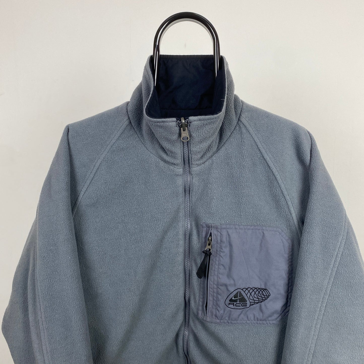 00s Nike ACG Reversible Fleece Waterproof Jacket Black Grey Small