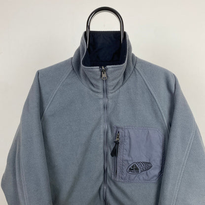 00s Nike ACG Reversible Fleece Waterproof Jacket Black Grey Small