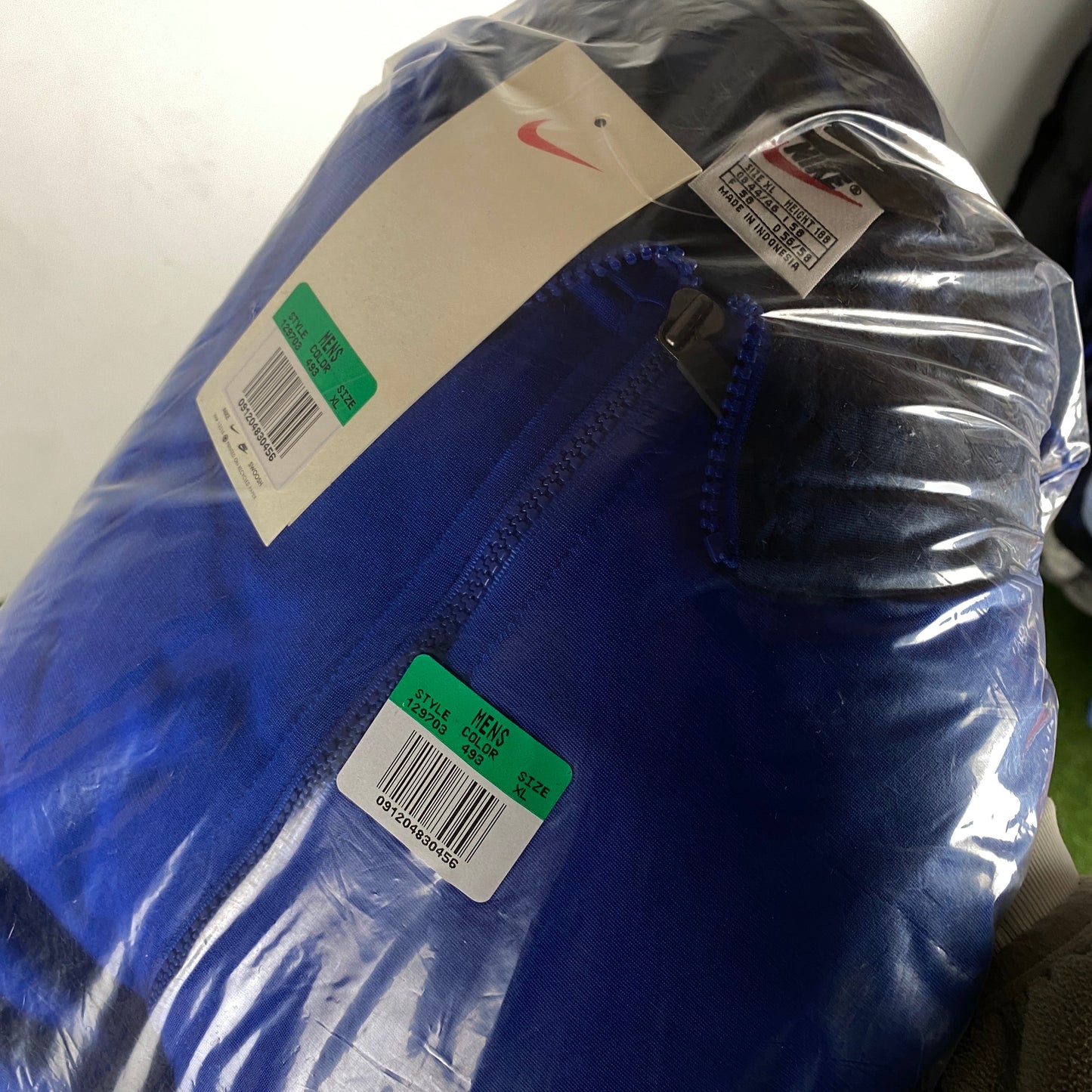 90s Nike Nylon Tracksuit Set Jacket + Joggers Blue XL