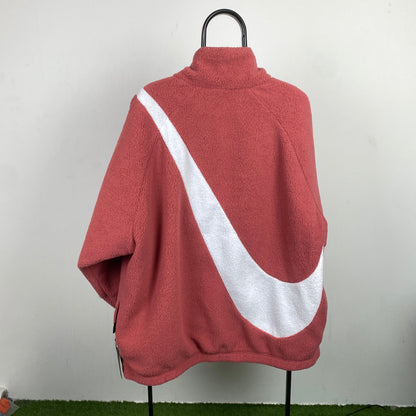 00s Nike Reversible Fleece Coat Jacket Pink XL