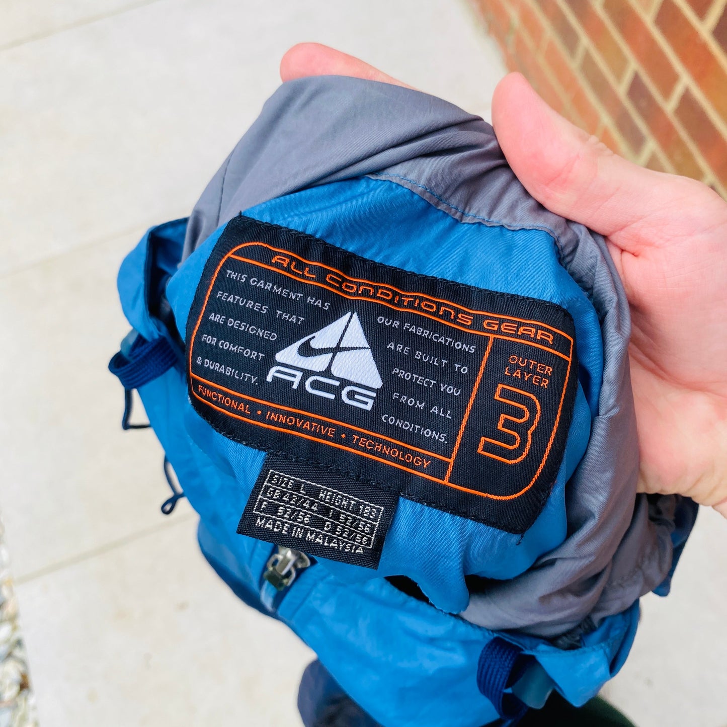 90s Nike ACG Packable Waterproof Coat Jacket Blue Large