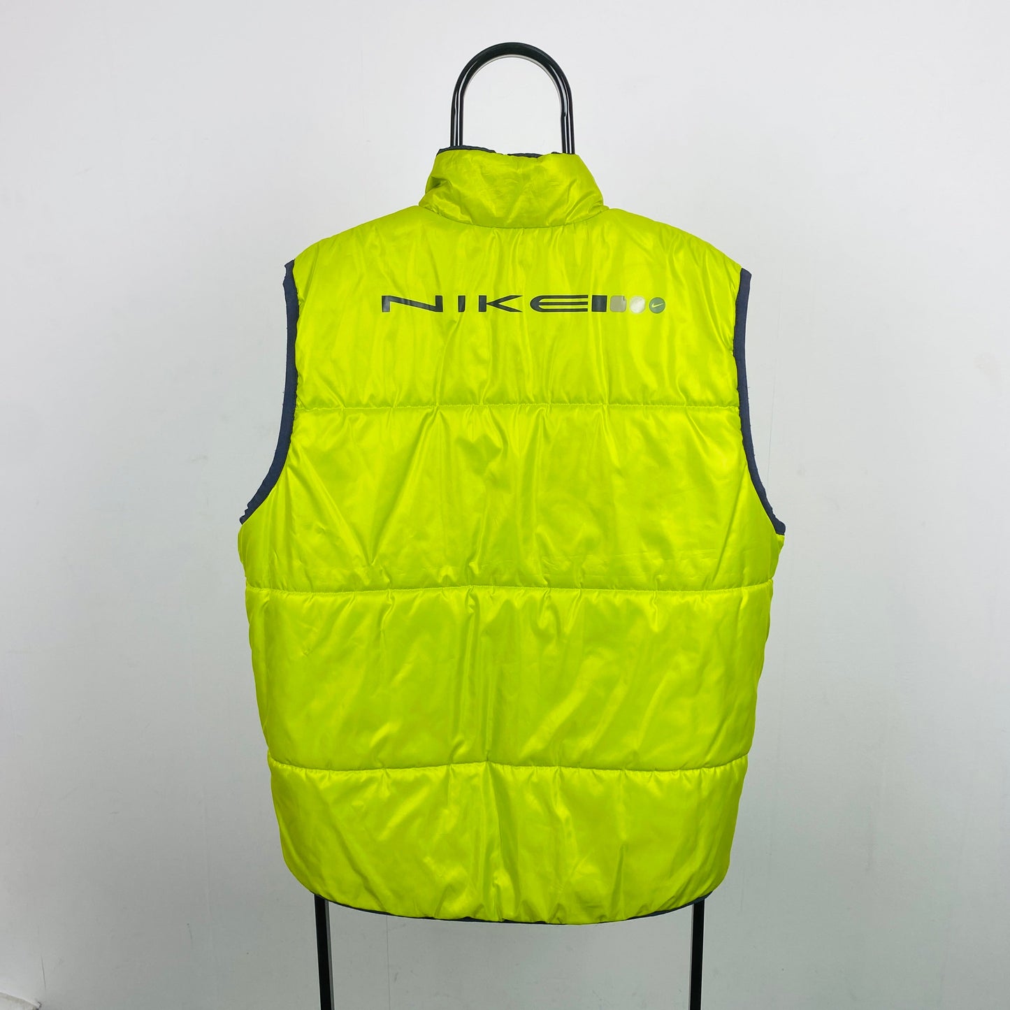 90s Nike Reversible Puffer Gilet Jacket Blue Green Medium