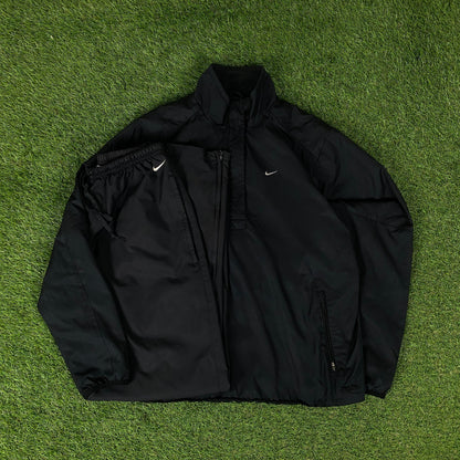 00s Nike Golf Windbreaker Jacket + Joggers Set Black Medium