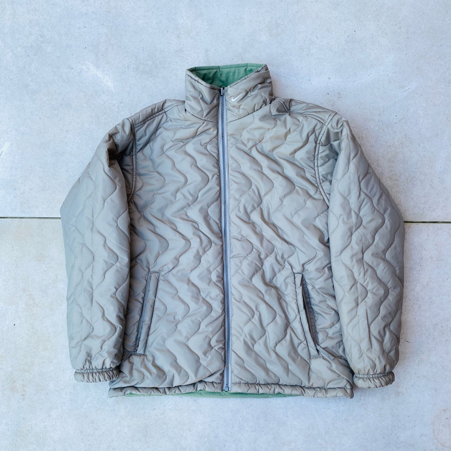 00s Nike Reversible Puffer Jacket Green Brown Medium