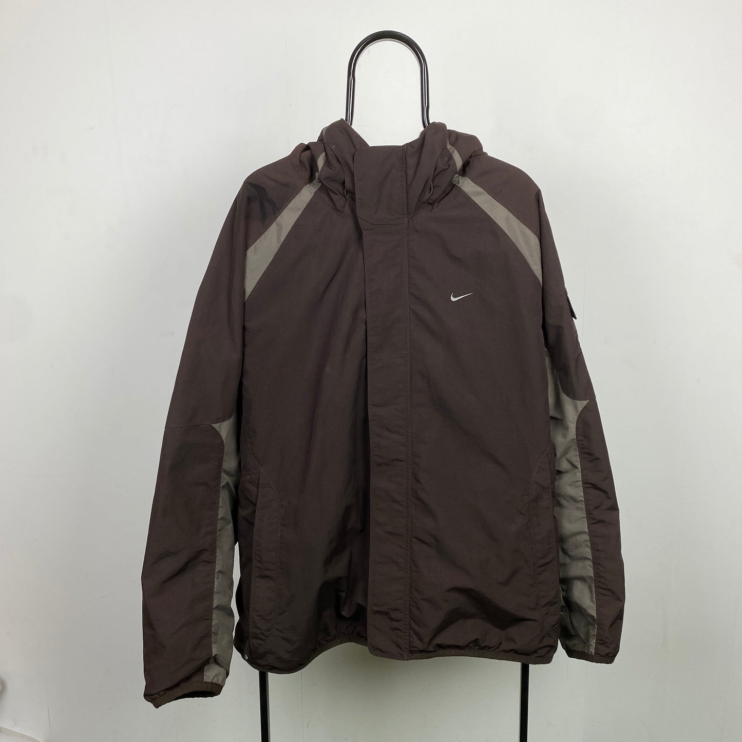90s Nike Reversible Fleece Coat Jacket Brown XL