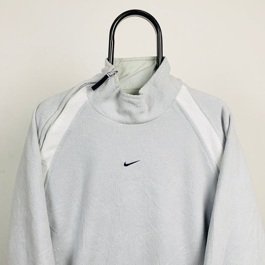 90s Nike Reversible Side Winder Fleece Jacket Grey Large