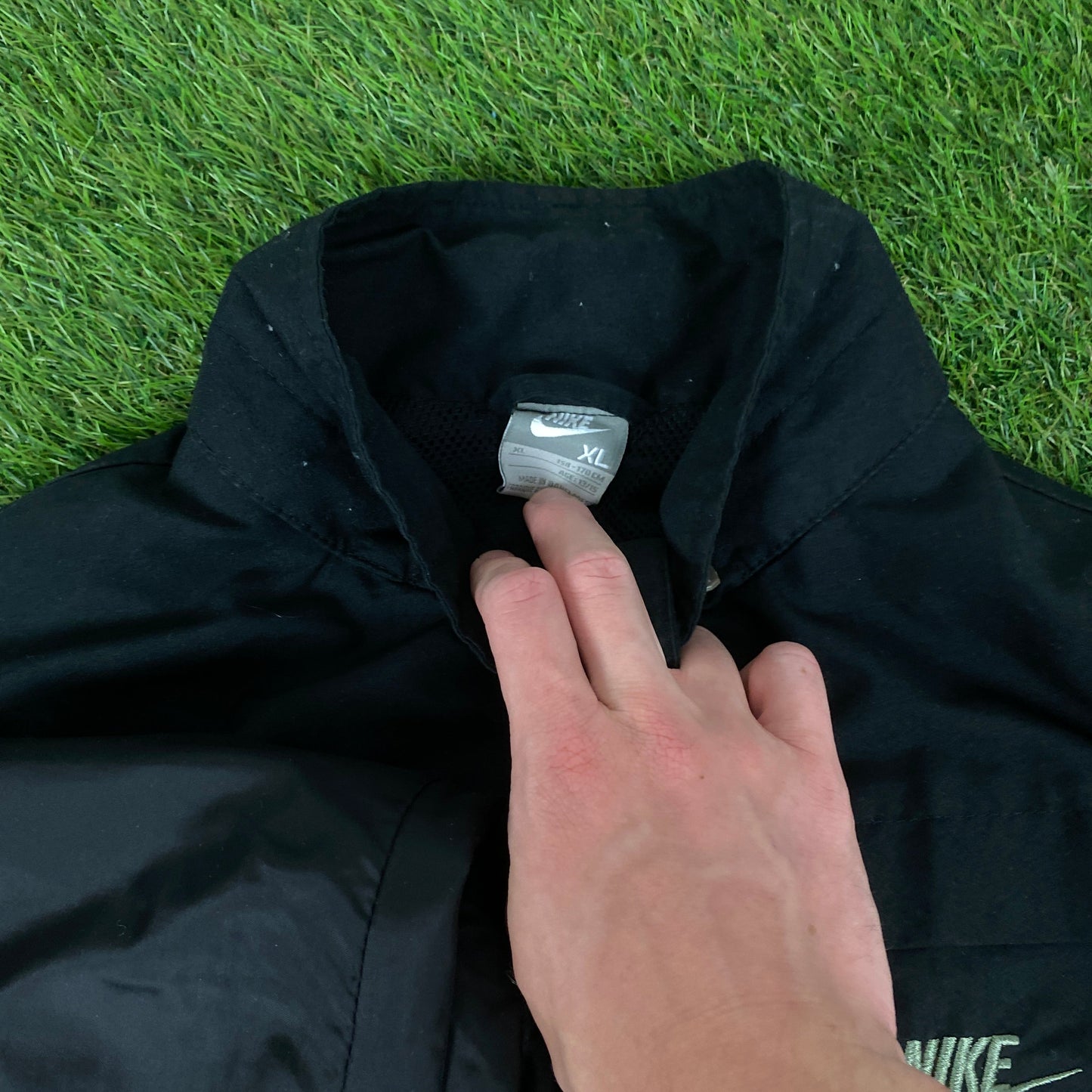 00s Nike Windbreaker Jacket + Joggers Set Black Small