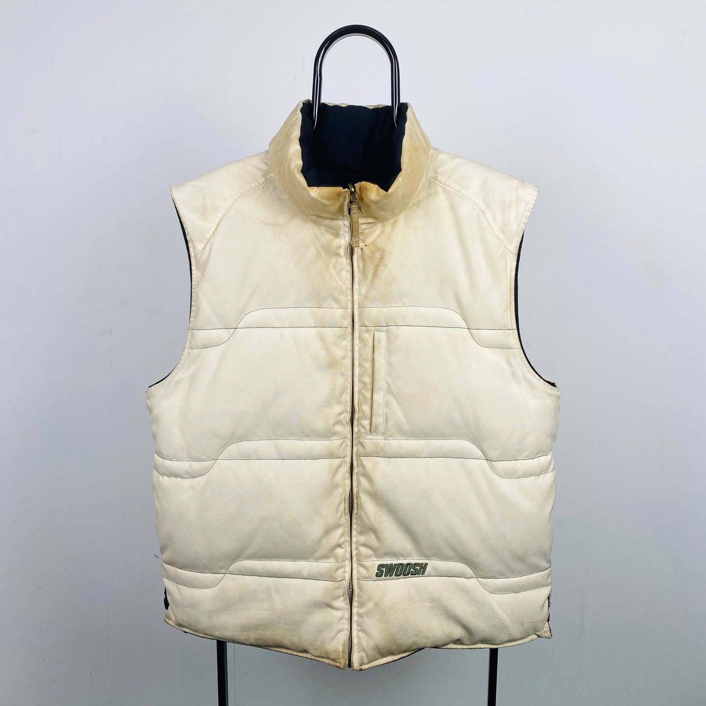 00s Nike Swoosh Reversible Puffer Gilet Jacket Black XL