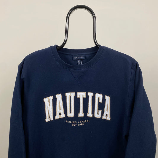 90s Nautica Sweatshirt Blue Large