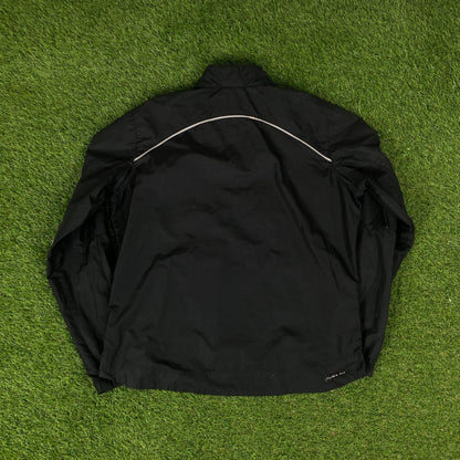 00s Nike Windbreaker Jacket + Joggers Set Black Small