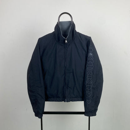 00s Nike ACG Reversible Fleece Waterproof Jacket Black Grey Small