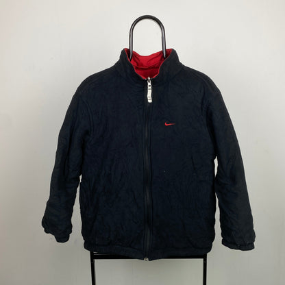 90s Nike Reversible Fleece Puffer Jacket Red Small