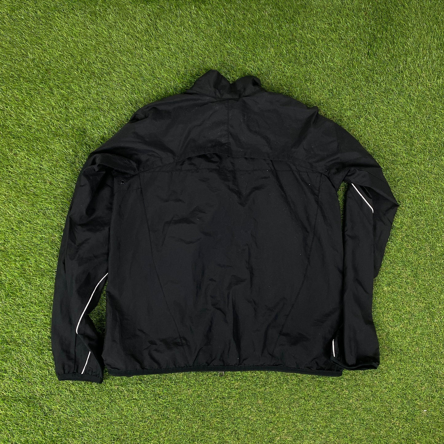 00s Nike Piping Windbreaker Jacket + Joggers Set Black Medium