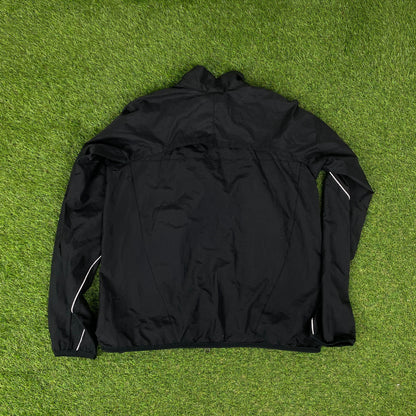 00s Nike Piping Windbreaker Jacket + Joggers Set Black Medium