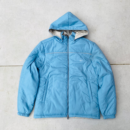 00s Nike Reversible Puffer Jacket Baby Blue Brown Medium