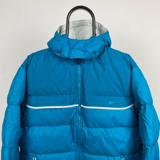 00s Nike Piping Puffer Jacket Blue Small