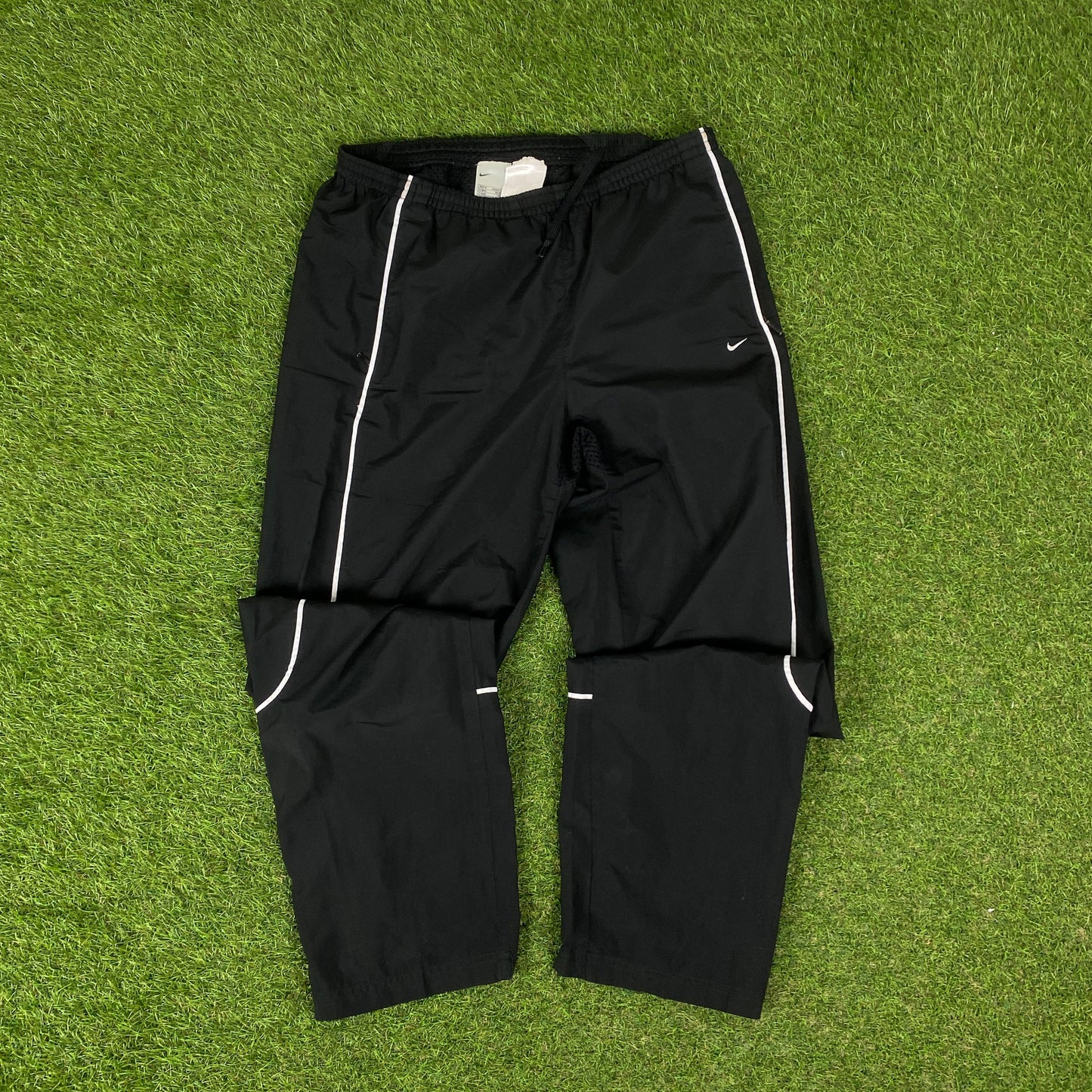 00s Nike Piping Windbreaker Jacket + Joggers Set Black Medium