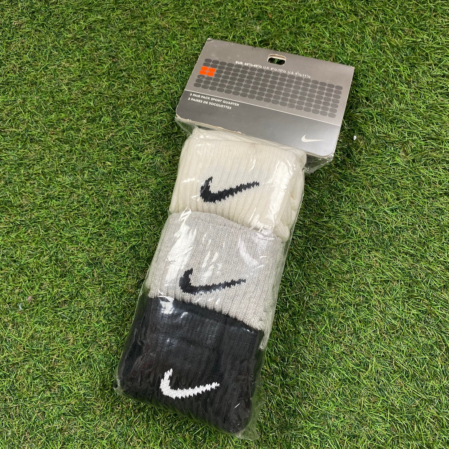 Vintage Nike Socks 3 Pack Grey Blue Black UK12-8
