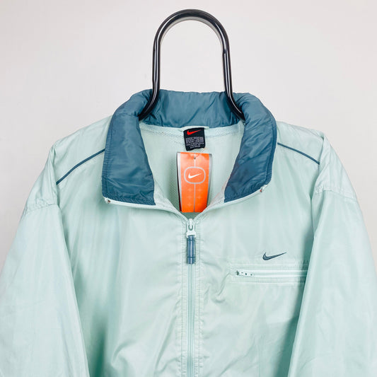 00s Nike Waterproof Windbreaker Jacket Green Blue XL