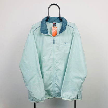 00s Nike Waterproof Windbreaker Jacket Green Blue XL