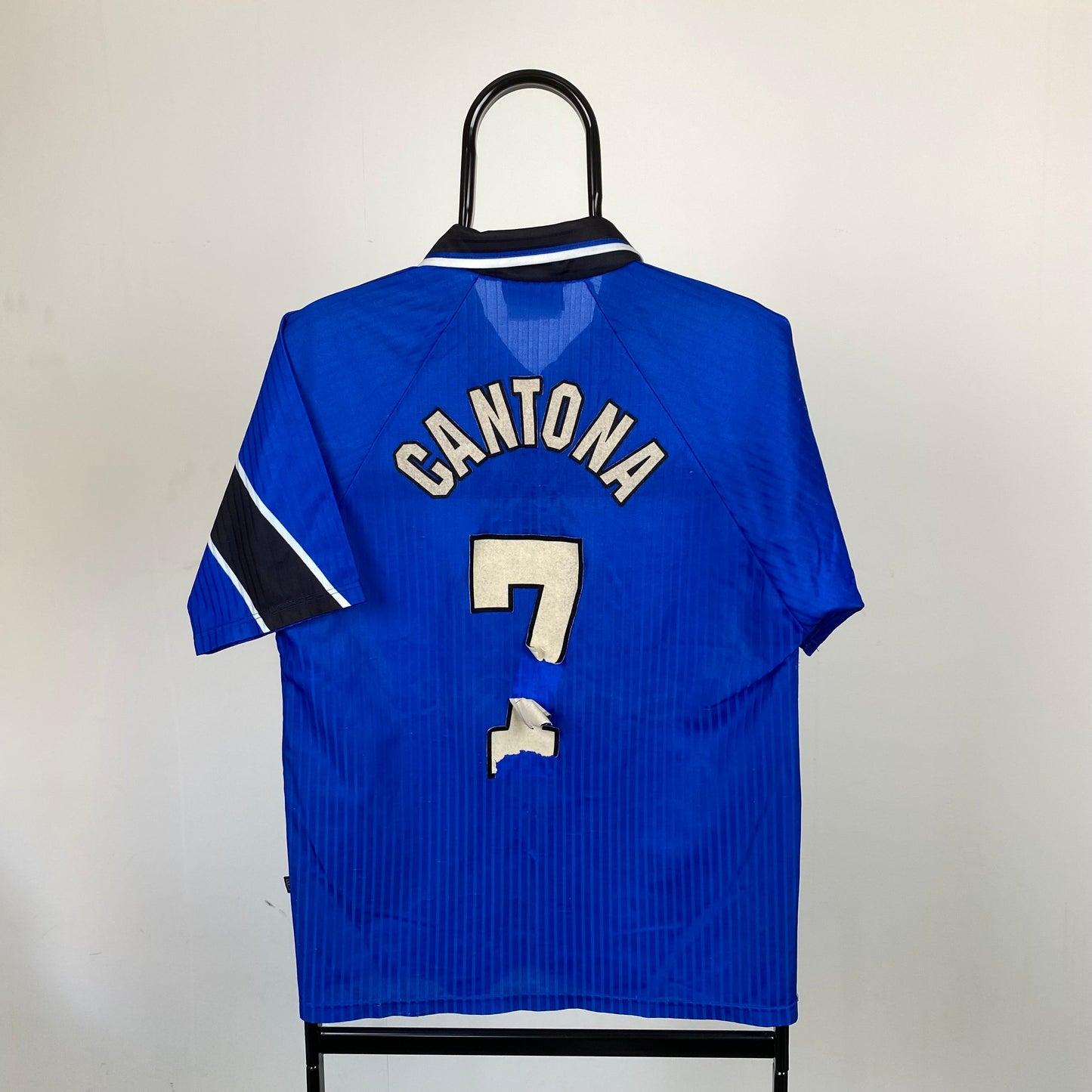 Vintage Cantona Manchester United Football Shirt Blue XS